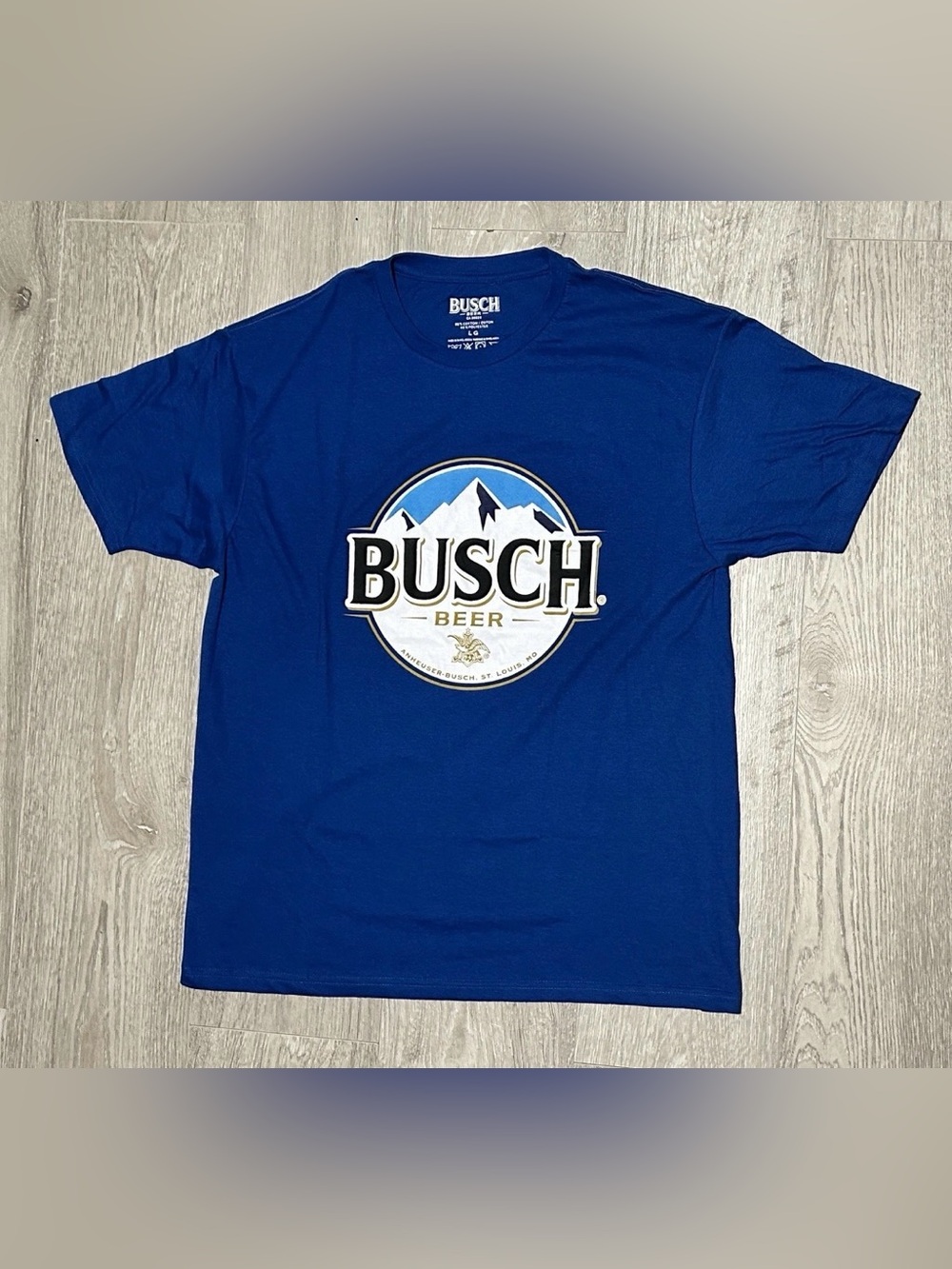 Busch Beer Official Licensed Large Logo Men’s Blue Graphic T-Shirt